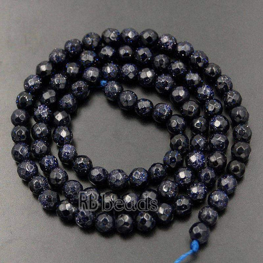 Faceted Blue Sandstone Beads, Round Gemstone, 4-10mm, 15.5'' strand