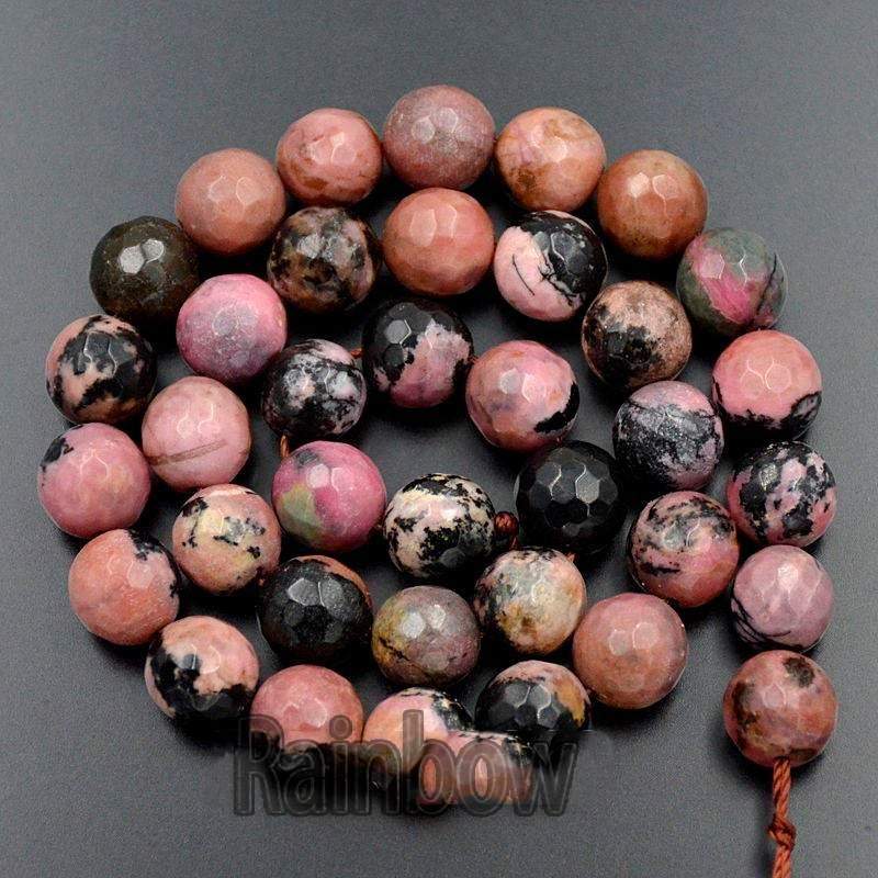 Faceted Natural Red Black Rhodonite Beads, 4mm 6mm 8mm 10mm Round Red Black Rhodonite Beads, Spacer Gemstone beads, Jewelry Rhodonite beads