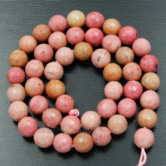 Faceted Pink Rhodonite Beads, 4mm 6mm 8mm 10mm Gemstone Beads, Stone Round Natural Beads 15''5 strand