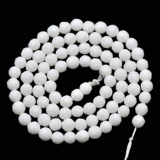 Faceted White Onyx Alabaster beads, Round, size 2-12mm, 15.5 inch str.