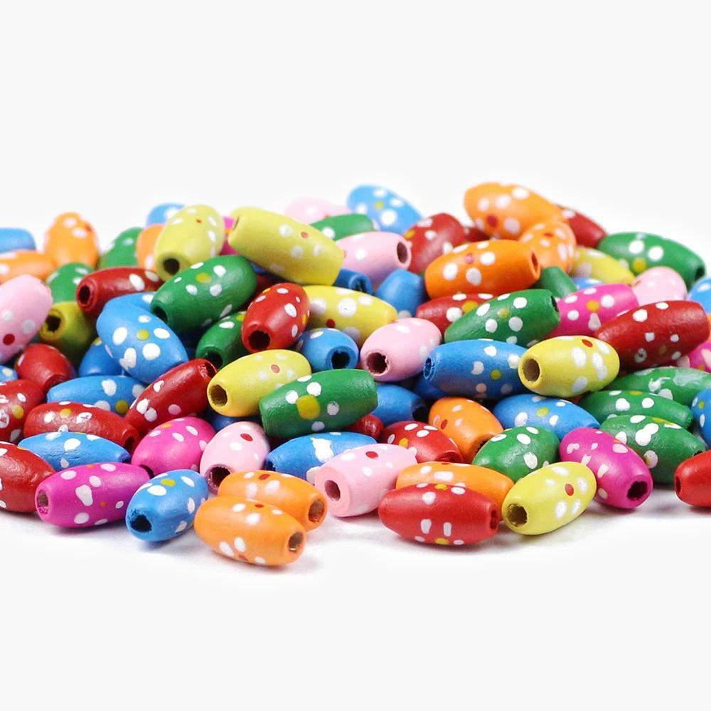 Flower Сylinder Tube Wooden Beads 15x8mm Natural Wood oval Beads For Jewelry Making 50Pcs