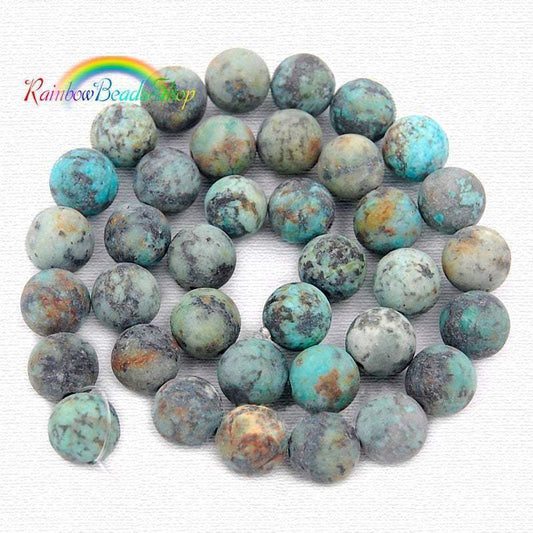 Frosted African Blue Turquoise Beads, Gemstone Beads, 4mm 6mm 8mm 10mm 12mm Stone Beads, Round Natural Beads, Spacer beads 15''5 strand