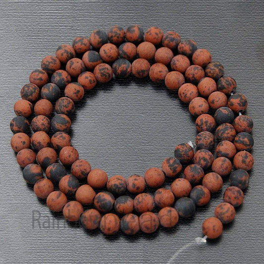 Frosted Matte Brown Flame Jasper Beads, 4-12mm, 15.5'' strand