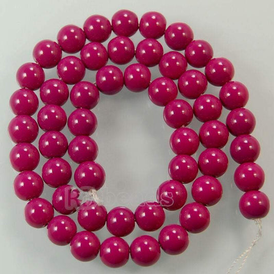 Fuchsia Coated Czech Glass Pearl Smooth Round Beads, 4-16mm