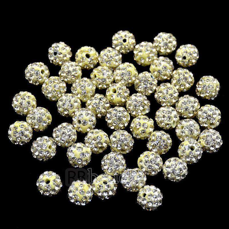 Jonquil Crystal Rhinestone Round Beads, 6mm 8mm 8mm 10mm 12mm Pave Clay Disco Ball Beads, Chunky Bubble Gum Beads, Gumball Acrylic Beads