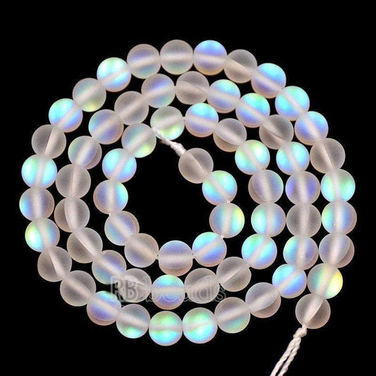 Matte Frosted Mystic Aura Quartz Beads Jewelry AB Beads Blie White Holographic loose Rainbow Quartz Beads 6mm 8mm 10mm 12mm beads