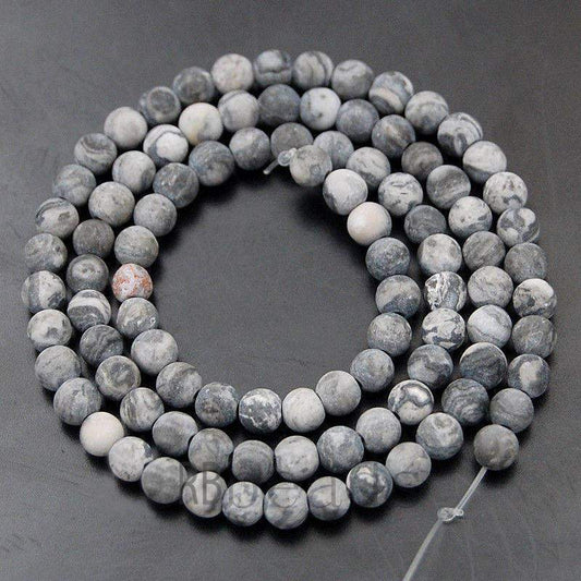 Matte Landscape Round Jasper beads, 4-12mm, 15.5'' strand