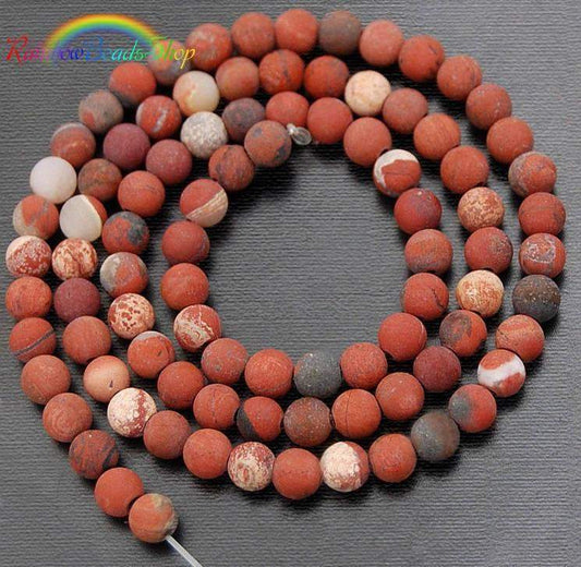 Matte Red Jasper Beads, Frosted stone 15.5 Full Strand, 4- 12mm