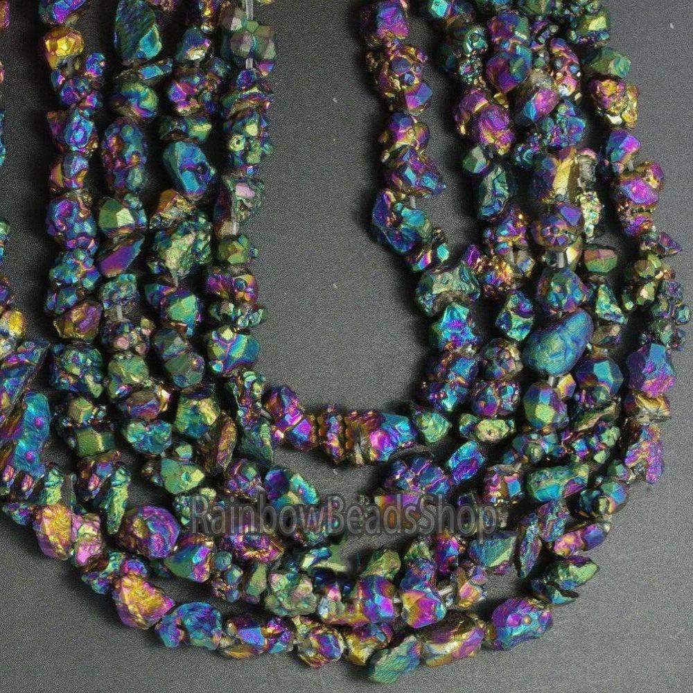 Multicolor Quartz Crystal Druzy Chip Nugget Beads, 7-8mm