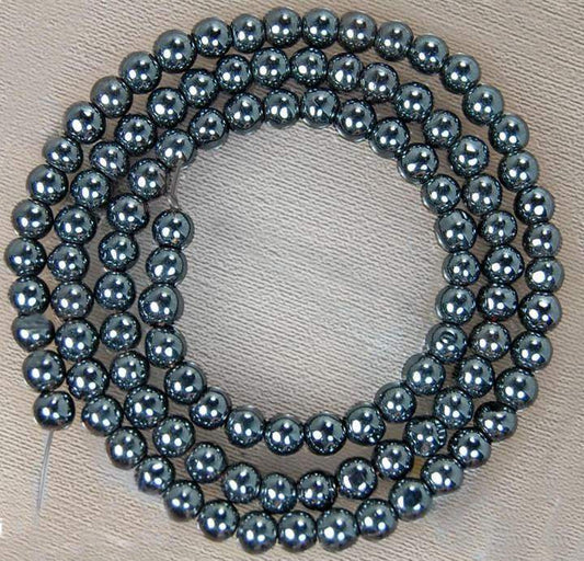 Natural Black Hematite Beads, Round, 2-12mm, 15.5'' strand