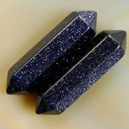 Natural Blue Sand stone gemstone wand double chakra Healing crystal hexagonal Stone