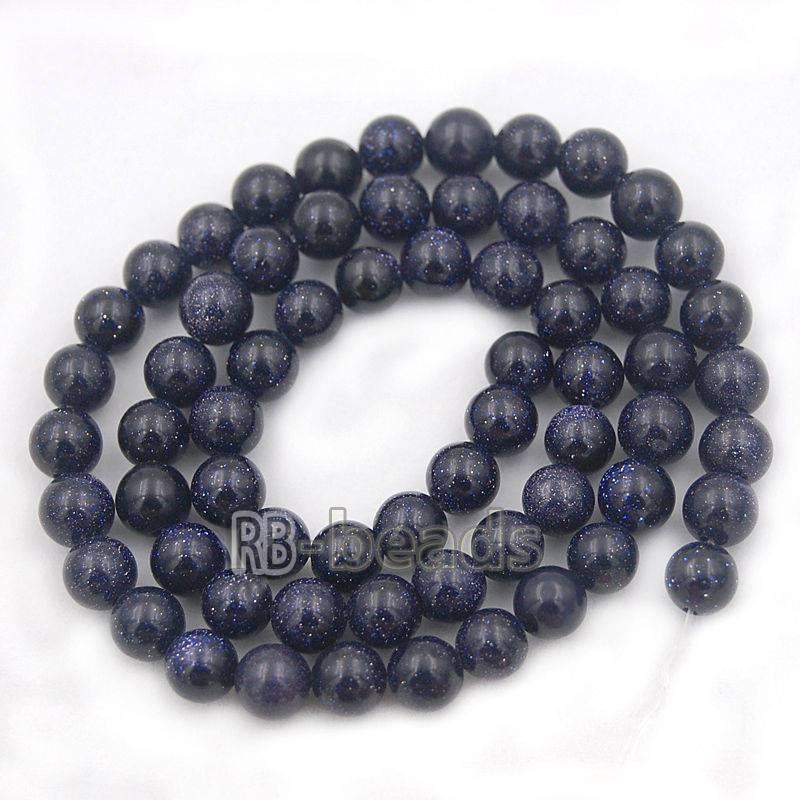 Natural Blue Sandstone Beads, 4-10mm Round Stone, 15.5'' inch. strand