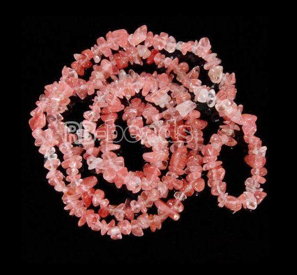 Natural Cherry Quartz Chip Beads, Gemstone Spacer Beads, Polished Stone Smooth Beads, 5~8mm 34 Inc per strand, Wholesale Jewelry beads