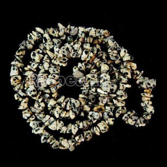 Natural Dalmation Jasper Chip Beads, Gemstone Polished Stone, 5~8mm 34 Inc per strand