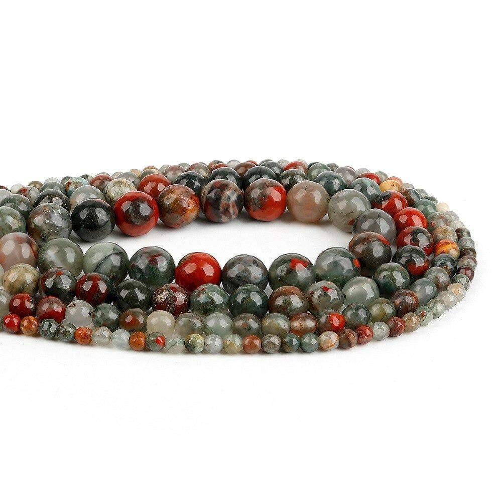 Natural Faceted Bloodstone Round Beads, size 6-10mm, 15.5'' strand