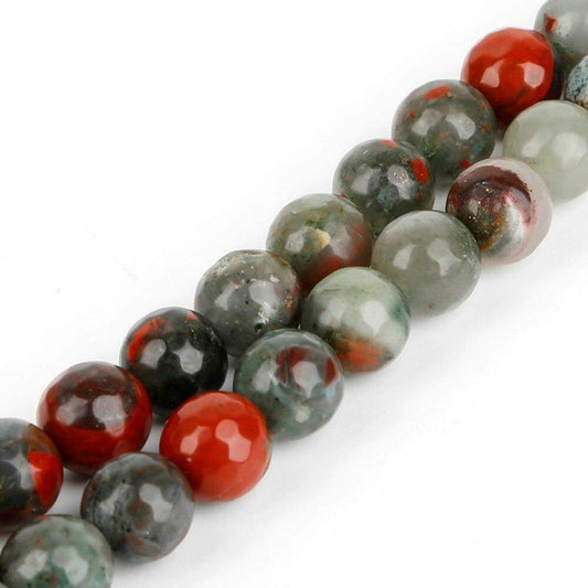 Natural Faceted Bloodstone Round Beads, size 6-10mm, 15.5'' strand