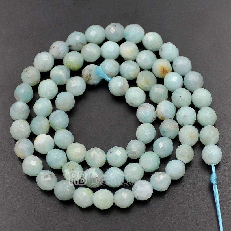 Natural Faceted Blue Amazonite Beads, Size 4-16mm, 15.5 inch strand