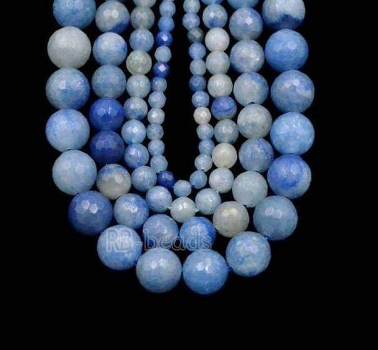 Natural Faceted Blue Aventurine Round Beads, size 4-10mm, 15.5 inch strand