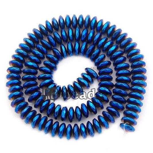 Natural Faceted Blue Hematite Rondelle Beads, 2-10mm 16'' strand