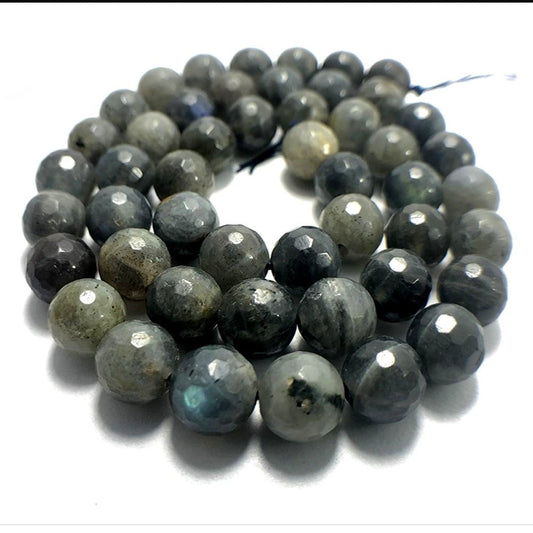 Natural Faceted Blue Labradorite Beads, 4-10mm Round Jewelry Gemstone, 15.5 strand