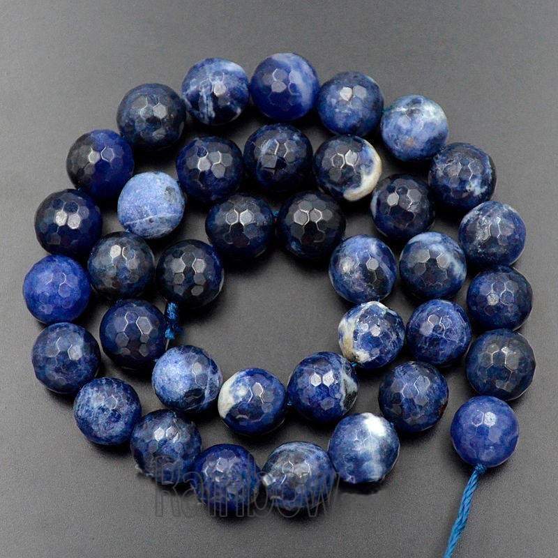Natural Faceted Blue Sodalite beads, 4mm 6mm 8mm Sodalite beads, Round Jewelry Gemstone Stone Beads 15''5 st For Jewelry making and Beading