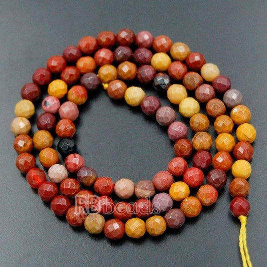 Natural Faceted Moukaite Jasper beads, 4-10mm, 15.5'' strand