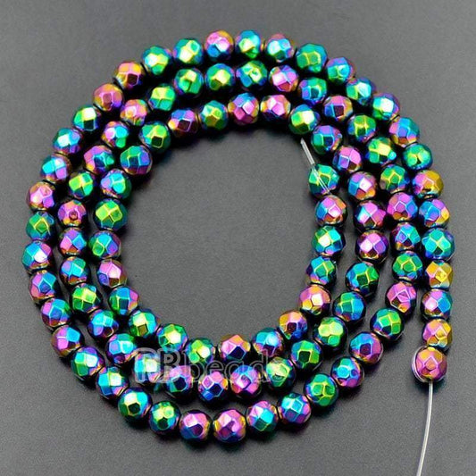 Natural Faceted Multi Color Hematite Beads, Round 15.5''' full strand