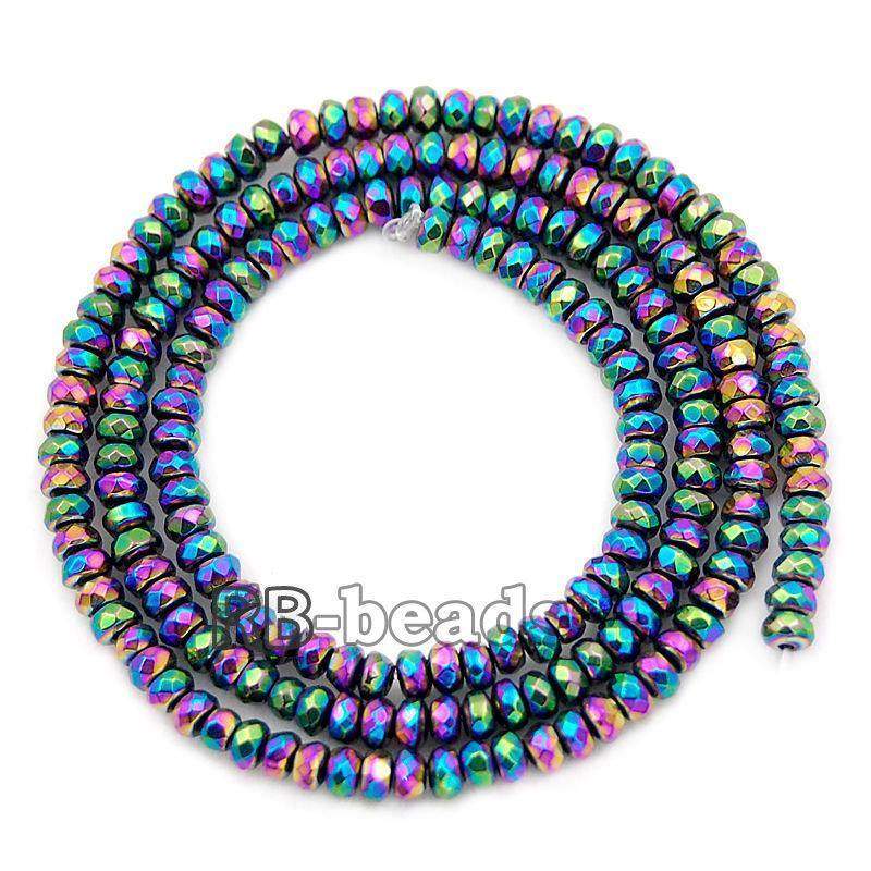 Natural Faceted Multicolor Hematite Rondelle Beads, 2-10mm 16'' strand