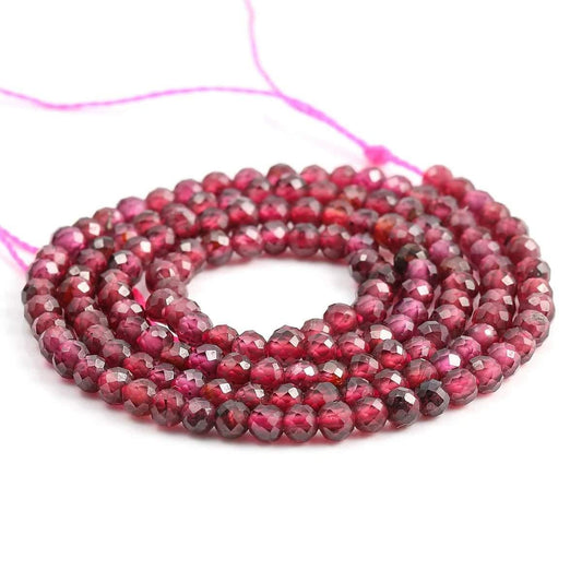 Natural Faceted Red Garnet Beads, size 4-10mm, Round, 15.5'' strand