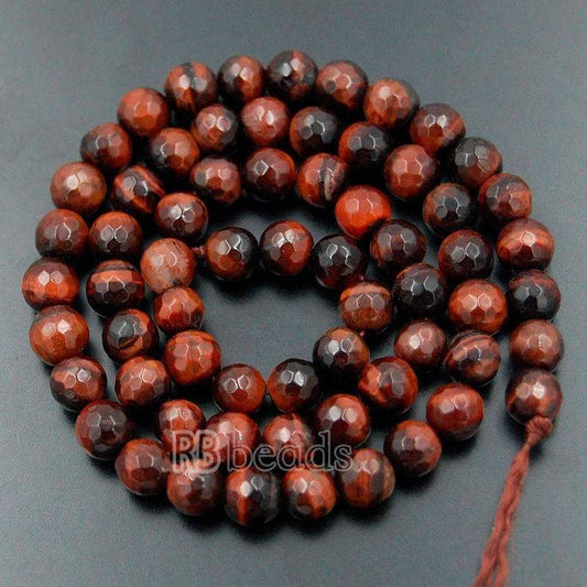 Natural Faceted Red Tiger Eye Beads, 4mm 6mm 8mm 10mm Gemstone Beads, Round Jewelry Spacer Stone Beads, 15''5 strand