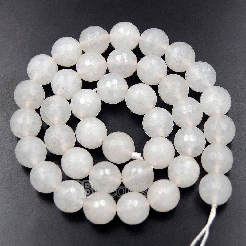 Natural Faceted White Candy Jade Beads, 4-10mm, 15''5 strand