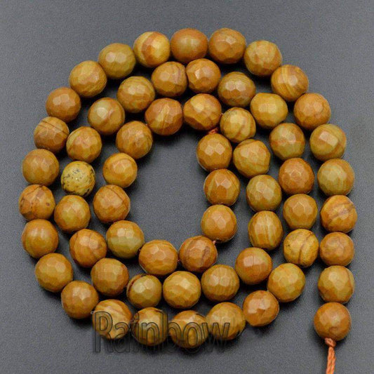 Natural Faceted Wood Vein Jasper Brown Beads, 4-10mm, 15.5'' strand