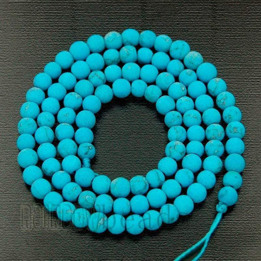 Natural Frosted Blue Turquoise Beads, Matte Gemstone Beads, Stone Round Natural Beads, 4mm 6mm 8mm 10mm 12mm 15' strand