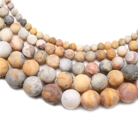Natural Frosted Crazy Agate beads, Round 4-12mm, 15.5'' inch strand