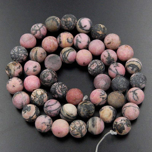 Natural Frosted Red Black Rhodonite beads, Matte Gemstone Beads, Round Natural Beads, Stone Spacer Beads, 4mm 6mm 8mm 10mm 15''5 strend