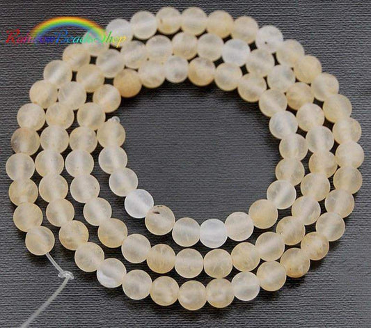 Natural Frosted Yellow Quartz Beads, Matte Gemstone Beads, Stone Round Natural Beads, 15''5 4mm 6mm 8mm 10mm 12mm