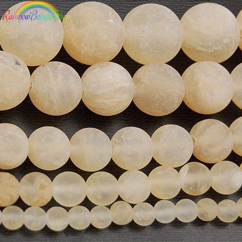 Natural Frosted Yellow Quartz Beads, Matte Gemstone Beads, Stone Round Natural Beads, 15''5 4mm 6mm 8mm 10mm 12mm