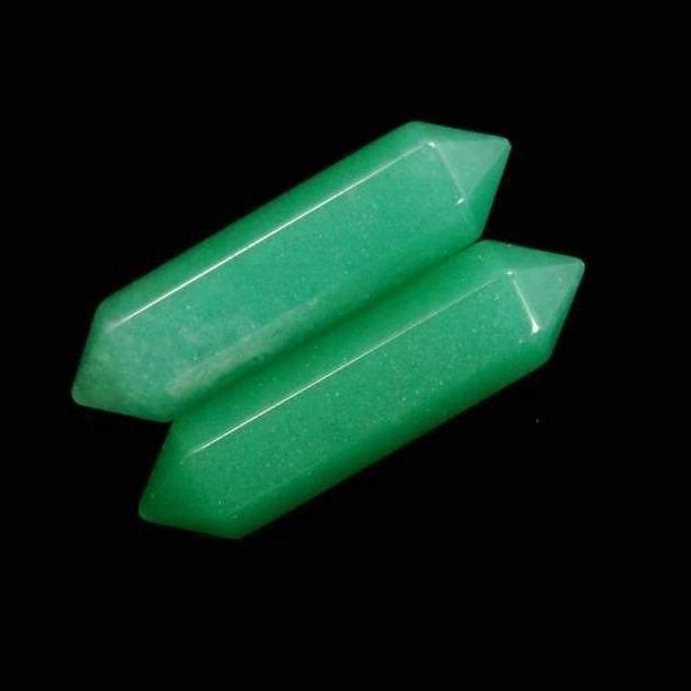 Natural Green Aventurine double gemstone wand double chakra Healing crystal hexagonal Stone