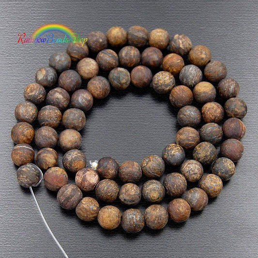 Natural Matte Brown Bronzite Beads, size 6-8mm, 15.5'' inch strand