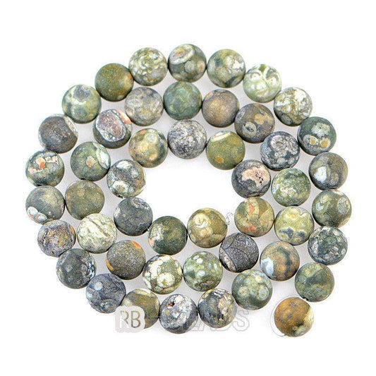 Natural Matte Frosted Rhyolite beads, 4-10mm Round Jewelry Gemstone 15.5'' strand