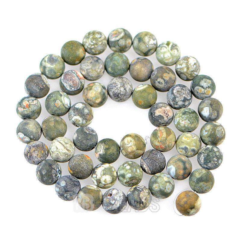 Natural Matte Frosted Rhyolite beads, 4-10mm Round Jewelry Gemstone 15.5'' strand