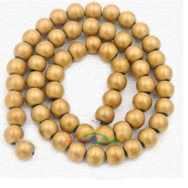 Natural Matte Gold Hematite Beads, Round, 15.5'' inch strand