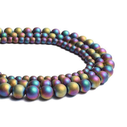 Natural Matte Multi Color Hematite Beads, Round, 15.5'' inch strand