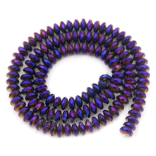 Natural Purple Hematite Faceted Rondelle Beads, 2-10mm 16'' strand