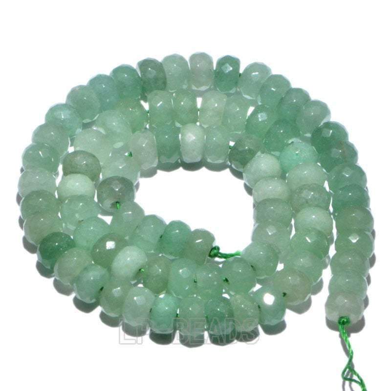 Natural Rondelle Green Aventurine Beads, Smooth Matte and Faceted