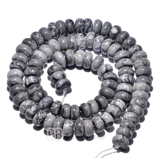 Natural Rondelle Landscape Jasper Beads, Smooth Matte and Faceted