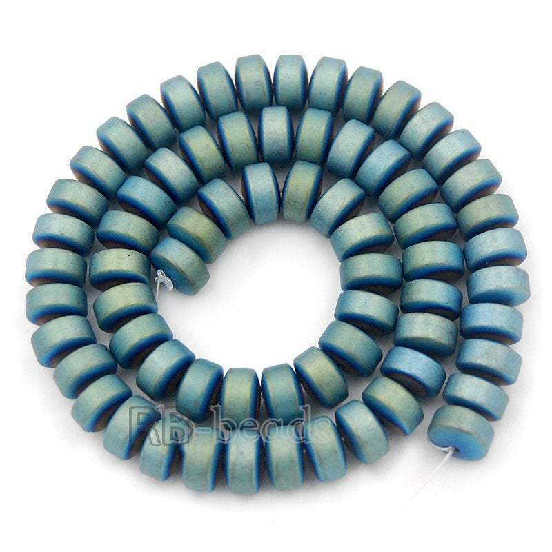 Natural Rondelle Matte Green Hematite Beads, 2-10mm 16'' strand