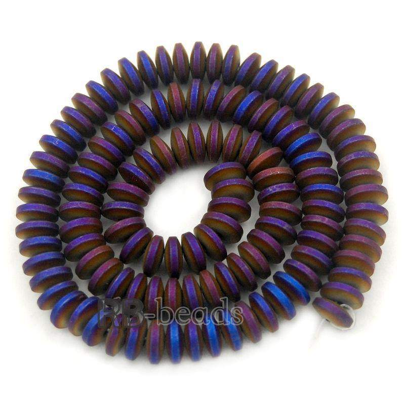 Natural Rondelle Matte Purple Hematite Beads, 2-10mm 16'' strand