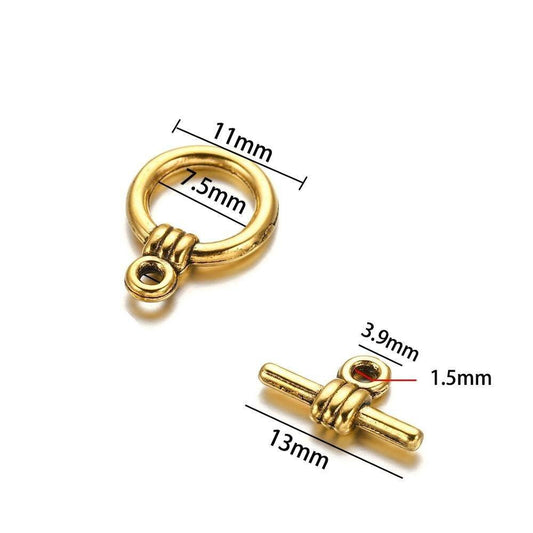 OT Toggle Clasp 20pcs, Vintage, Silver Gold Copper