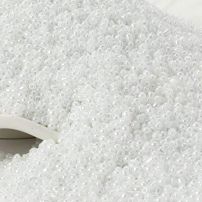 Pearl White japanese seed beads, glass Austria Miyuki Delica round small beads, 1000pcs, 2mm 12/0